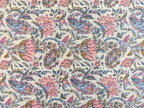 Vista 24 de AVKA Studio Tela con Estampado de Bloques a Mano por Yarda - PRECORTADA 1 Yarda 42 Pulgadas de Ancho - Material 100% Algodón - Patrón Paisley Beige