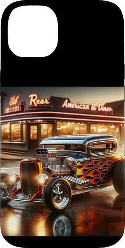Vista 15 de Classic Hot Rod Retro Vintage Custom Hotrod Car Illustration Case for iPhone 17
