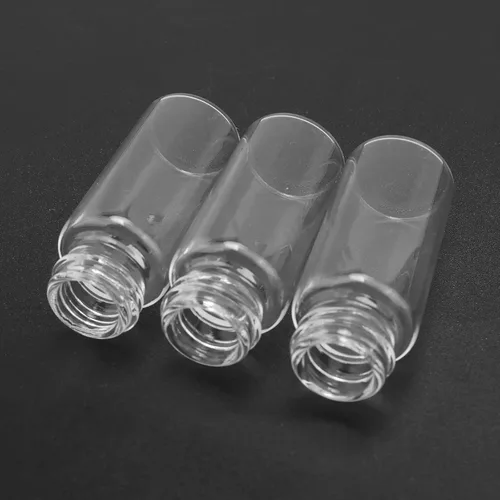 Vista 6 de Frascos de vidrio transparente de 0.2 fl oz con tapas de plástico de rosca, paquete de 100 botellas pequeñas de muestra líquida, frasco a prueba