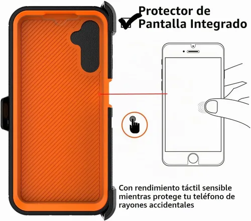 Vista 4 de Funda para teléfono Galaxy A14 5G, para Samsung A14 5G con clip para cinturón con [protector de pantalla incorporado] protector de pie resistente a