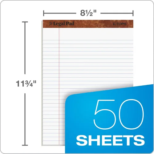 Vista 2 de TOPS Bloc de notas legales de 8.5 x 11 3/4, paquete de 12, la marca de bloc legal, rayas anchas, papel blanco, 50 hojas por bloc de escritura
