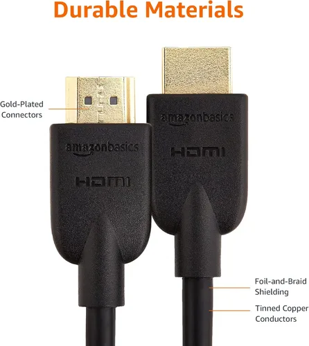 Vista 2 de Amazon Basics Cable HDMI, paquete de 2, 3 pies, 4K@60Hz, cable HDMI 2.0 de alta velocidad 4K (18Gbps), 2160p, 48 bits, compatible