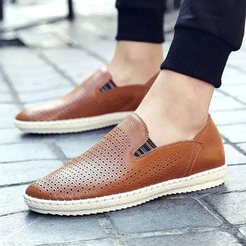Vista 4 de mitvr Mocasines casuales de cuero para hombre, zapatos suaves para caminar