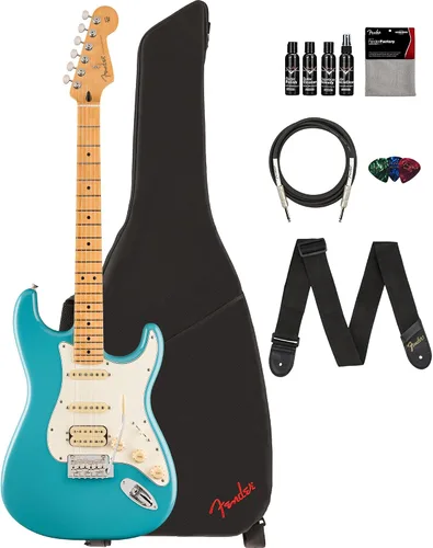 Vista 39 de Fender Player II Modified Stratocaster - Paquete de atardecer con bolsa de concierto, correa, cable, paquete de 3 púas y kit de limpieza de guitarra