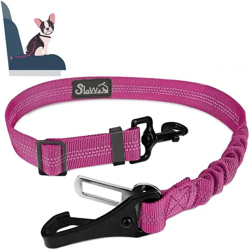 Vista 12 de SlowTon Cinturón de seguridad para perro, correa de cinturón de seguridad ajustable para perro, 2 en 1, cinturón de seguridad para perro