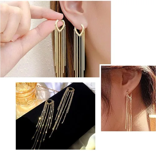 Vista 5 de Pandahall - 12 pares de aretes de aro chapados en oro de 14 quilates, aretes colgantes redondos dorados, aretes de latón con cierre de palanca