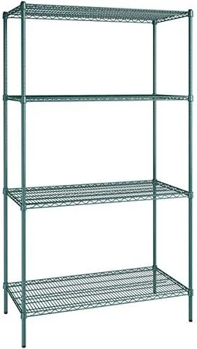 Vista 131 de Kit de 4 estantes de epoxi verde NSF de 21 x 72 pulgadas con postes de 86 pulgadas, estantería de almacenamiento resistente, kit de estantería