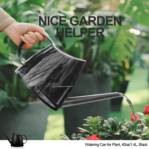 Vista 6 de WhaleLife Regadera interior para plantas de bonsái de casa (1.4L, negro)