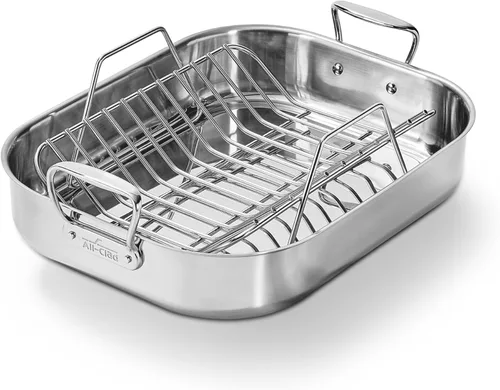 Vista 13 de All-Clad Asador Especial de Acero Inoxidable con Estante Antiadherente de 11x14 Pulgadas Apto para Horno y Asador Seguro hasta 600°F, Cacerolas