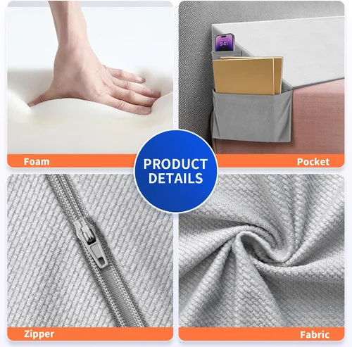 Vista 3 de Krightlink - Almohada de cuña para cama con cabecera, tamaño King (76 x 10 x 6 pulgadas) Relleno de espacio para cama, almohada cuña para colchón