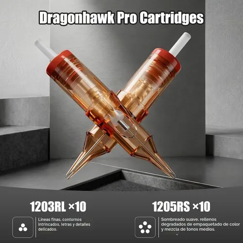 Vista 7 de Dragonhawk Kit de pistola de tatuaje inalámbrico 7 golpes ajustables 0.1