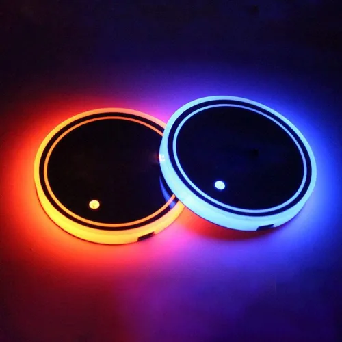 Vista 11 de Luces LED para portavasos de coche, 7 colores cambiantes USB dentro