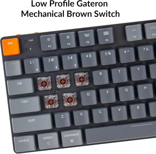 Vista 4 de Keychron K1 SE teclado mecánico inalámbrico ultra delgado con cable BluetoothUSB con retroiluminación LED RGB interruptor mecánico marrón Gateron