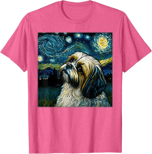 Vista 28 de Camiseta Surrealism Starry Night Shih Tzu Dog