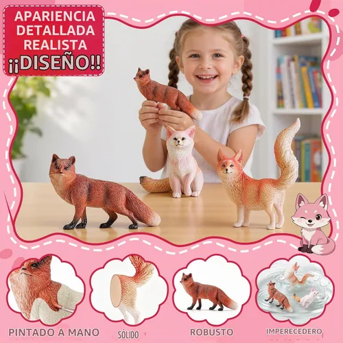 Vista 2 de Figura de zorro rojo, juguetes de animales, accesorios de jardín de hadas