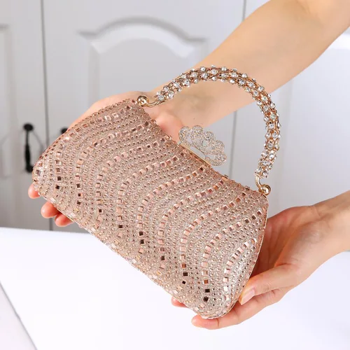 Vista 7 de Dreubea Bolso de noche brillante para mujer, bolso de noche con diamantes de imitación de moda