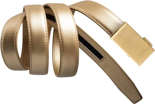 Vista 45 de Mission Belt Cinturón de trinquete de cuero para mujer, colección de cuero de 1.181 in oro/cuero negro
