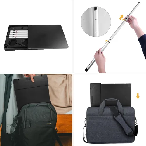 Vista 3 de Tabletote Plus soporte para computadora portátil de altura regulable, liviano, compacto, portátil