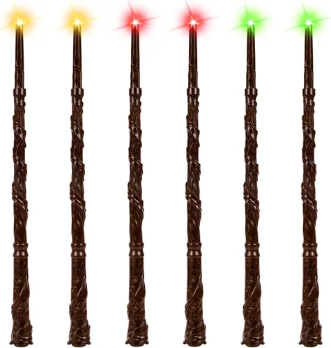 Vista 8 de EZVYAO Varita mágica iluminada con 4 luces y sonidos de color, paquete de 6 varitas de juguete de bruja iluminadoras para fiestas de niños, cosplay
