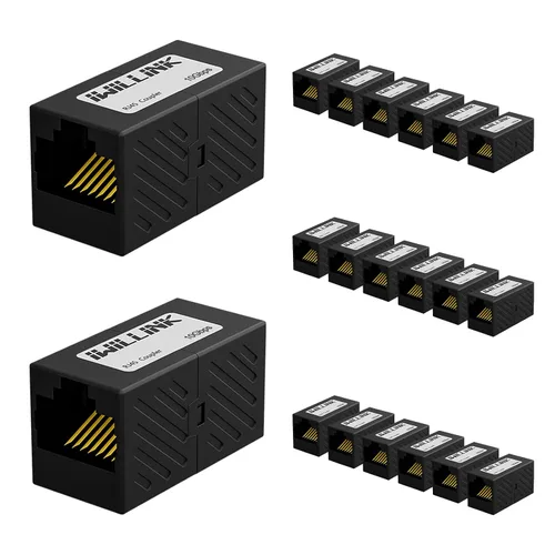 Vista 16 de iwillink Conector Ethernet RJ45, hembra a hembra, paquete de 5, color negro