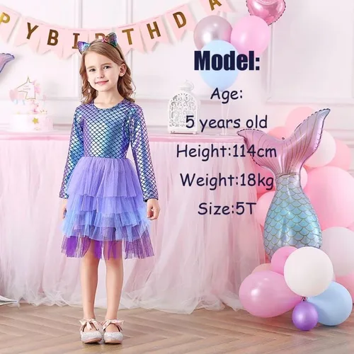 Vista 2 de VIKITA Vestidos de invierno de manga larga para niñas de 3 a 7 años