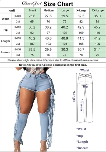 Vista 3 de Women's Skinny Ripped Jeans Stretch Destroyed Mid High Waist Denim Pants