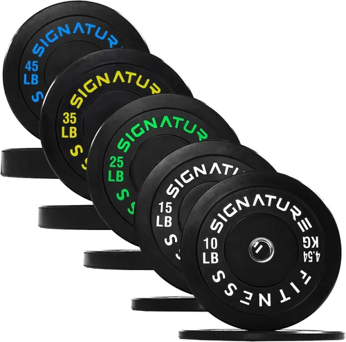 Vista 11 de Juego de placas olímpicas de amortiguación Fitvids, placas de peso de 2" para entrenamiento de fuerza y levantamiento de pesas, París o juego