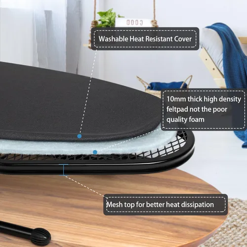 Vista 2 de Duwee Tabla de planchar de mesa de 12 x 32 pulgadas con soporte de plancha, pequeña tabla de planchar con cubierta resistente al calor, acolchado