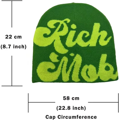 Vista 4 de CORIRESHA Gorros Y2K para hombre, gorro de punto con letras gráficas, gorro de invierno suave y cálido