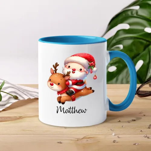 Vista 4 de Taza de café de Papá Noel con nombre personalizado – Taza de Papá Noel personalizada, 11 onzas y 15 onzas, bonita taza de cerámica blanca regalo