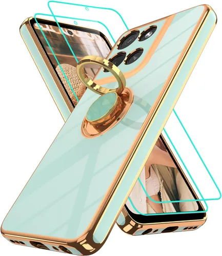 Vista 294 de Funda para Motorola Moto G 5G 2024: Funda Moto G Play 5G 2024 con 2 piezas de protectores de pantalla, soporte de anillo de rotación de 360°