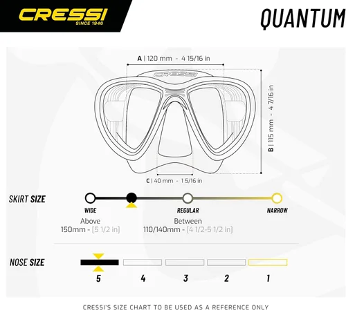 Vista 5 de Cressi Adult Dive Mask with Advanced Fog System and Improved Downward Visibility - Quantum: Made in Italy