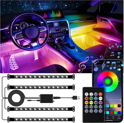 Vista 7 de LivTee Luces Interiores de Acento para Auto, Luces Interiores Inteligentes para Auto con Control de Aplicación, Luces LED RGB con Modo de Música