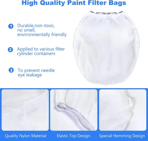 Vista 3 de Bolsas de colador de pintura, 24 piezas de filtro de malla fina blanca de 5 galones, filtro de apertura elástica para pintura hidropónica