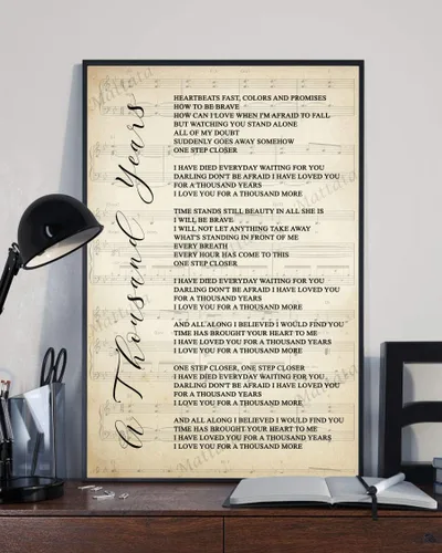 Vista 3 de Decor Gift - Póster de retrato musical de una canción de mil años (12 x 18 pulgadas)