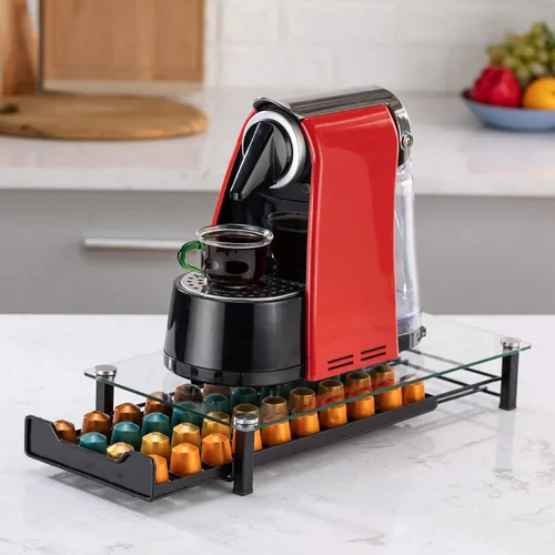 Vista 8 de Soporte para almacenamiento de cápsulas de café, organizador de cajones originaline, cristal templado (50 cápsulas)