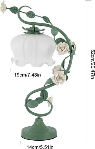 Vista 7 de TFCFL Lámpara de Mesa de Flor de Rosa para Dormitorio, Lámpara de Escritorio de Vidrio Manchado Elegante Lámpara de Mesa Enchufable Luz de Mesita