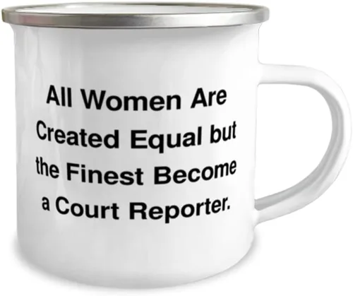 Vista 2 de Useful Court reporter Gifts, All Women Are Created Equal but the Finest, Sarcastic 12oz Camper Mug For Friends From Coworkers, Gift ideas for her
