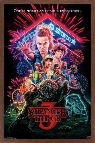 Vista 10 de Trends International Netflix Stranger Things: Season 3 - Póster de pared de una hoja, 14.725 x 22.375 pulgadas, versión enmarcada de madera