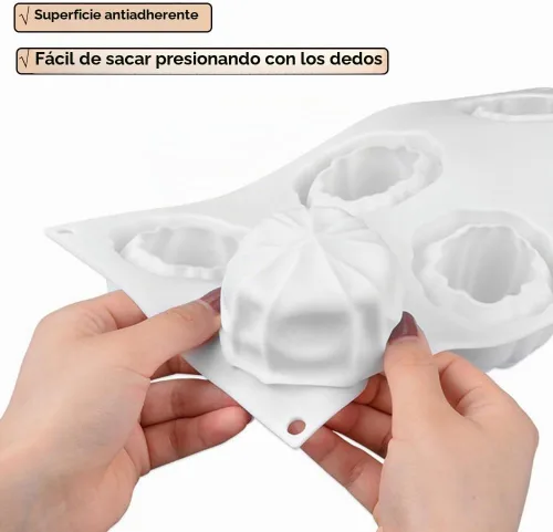 Vista 3 de EchoDone Molde de silicona para calabaza, 6 cavidades, molde para hornear cupcakes, bandeja de mousse, moldes para decoración de pasteles de cocina