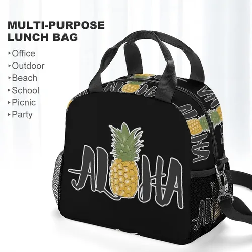 Vista 6 de Bolsa de almuerzo hawaiana única, reutilizable, aislada, bolsa de lonchera, contenedor para mujeres y hombres