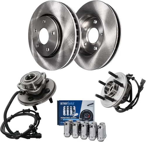Vista 23 de Detroit Axle - Juego de 6 piezas de rotores de disco de freno delantero + pastillas de freno cerámicas de repuesto para Land Rover LR3 Range Rover