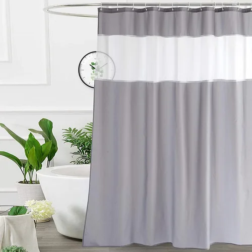 Vista 27 de UFRIDAY - Cortina de ducha de tela moderna en negro y blanco, 48 x 72 pulgadas, cortina de ducha de tela para baño y bañeras, lavable a máquina