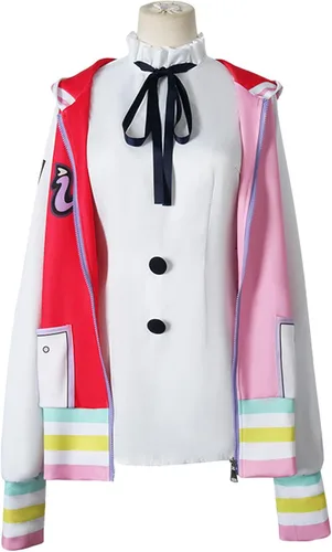 Vista 3 de CICOCI Uta - Disfraz de cosplay para niños y adultos disfraz de anime rojo chaqueta larga Uta con accesorios