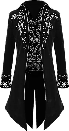 Vista 4 de Crubelon Chaqueta steampunk para hombre, disfraz gótico victoriano Rojo