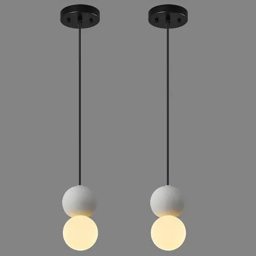 Vista 8 de Lámpara colgante con hormigón y metal negro lineal moderno industrial colgante de cemento colgante iluminación isla de cocina para dormitorio