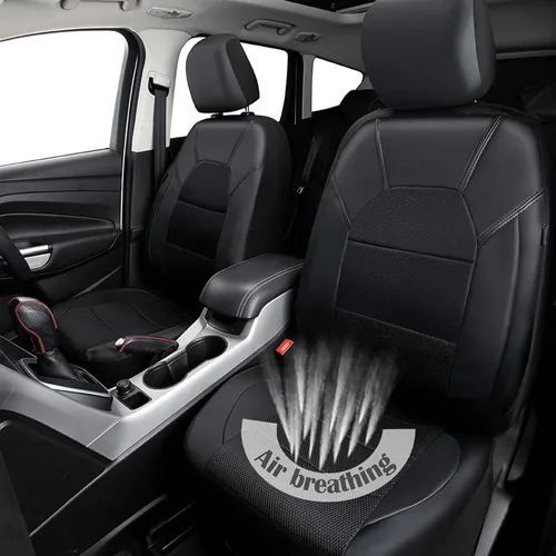 Vista 4 de Car Pass - Fundas universales de cuero para asiento de automóvil, se adaptan a la mayoría de automóviles, SUV, camiones y camionetas