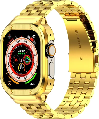 Vista 24 de Correa y funda de acero inoxidable compatible con Apple Watch Band 1.496 Negro