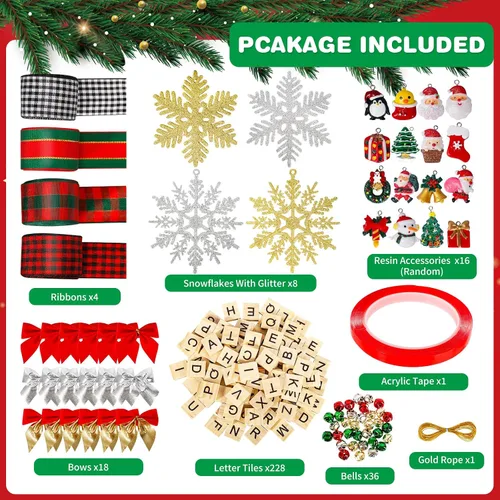 Vista 2 de MGparty 312 Piezas Adornos de Navidad DIY Adornos para Árbol de Navidad Xmas Artes y Manualidades Suministros de Decoraciones para Niños Adultos