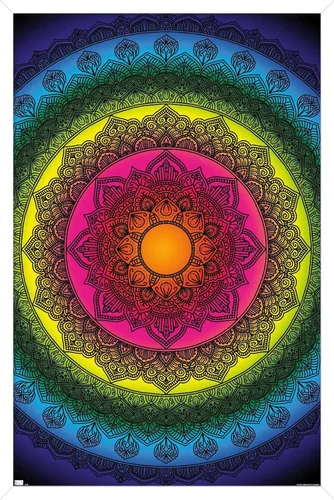 Vista 14 de Trends International Delyth Angharad - Póster de pared con mandalas arcoíris, 14.725 x 22.375 pulgadas, versión enmarcada de madera de granero